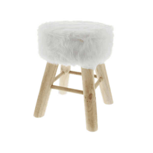 Tabouret fourrure blanc