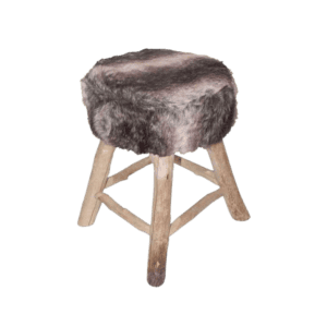 Tabouret fourrure brun