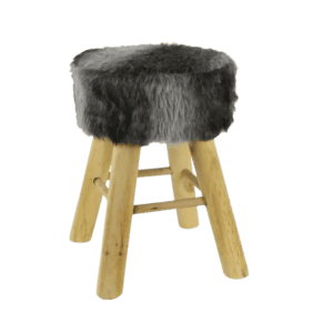 Tabouret fourrure gris