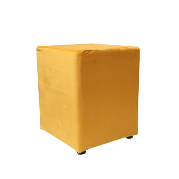 Pouf velours jaune carré